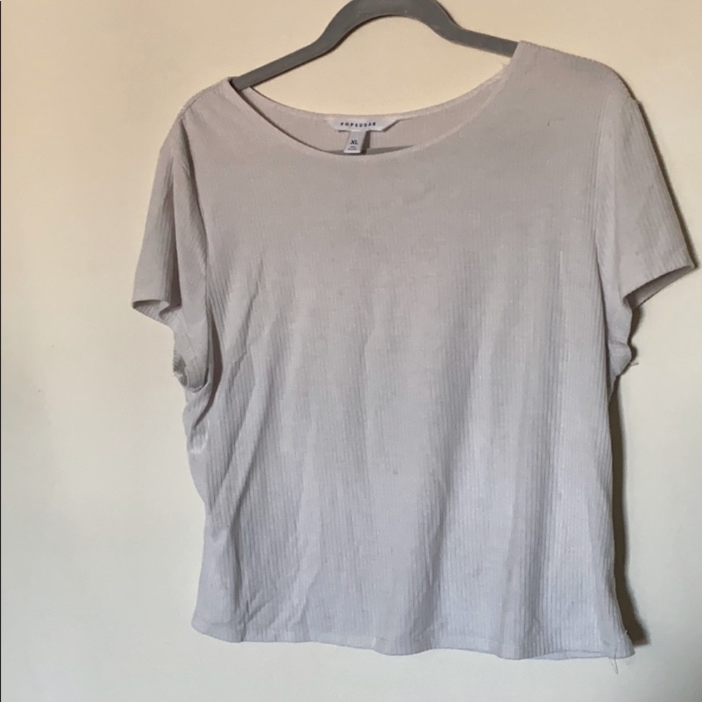 Popsugar White Ribbed Tee